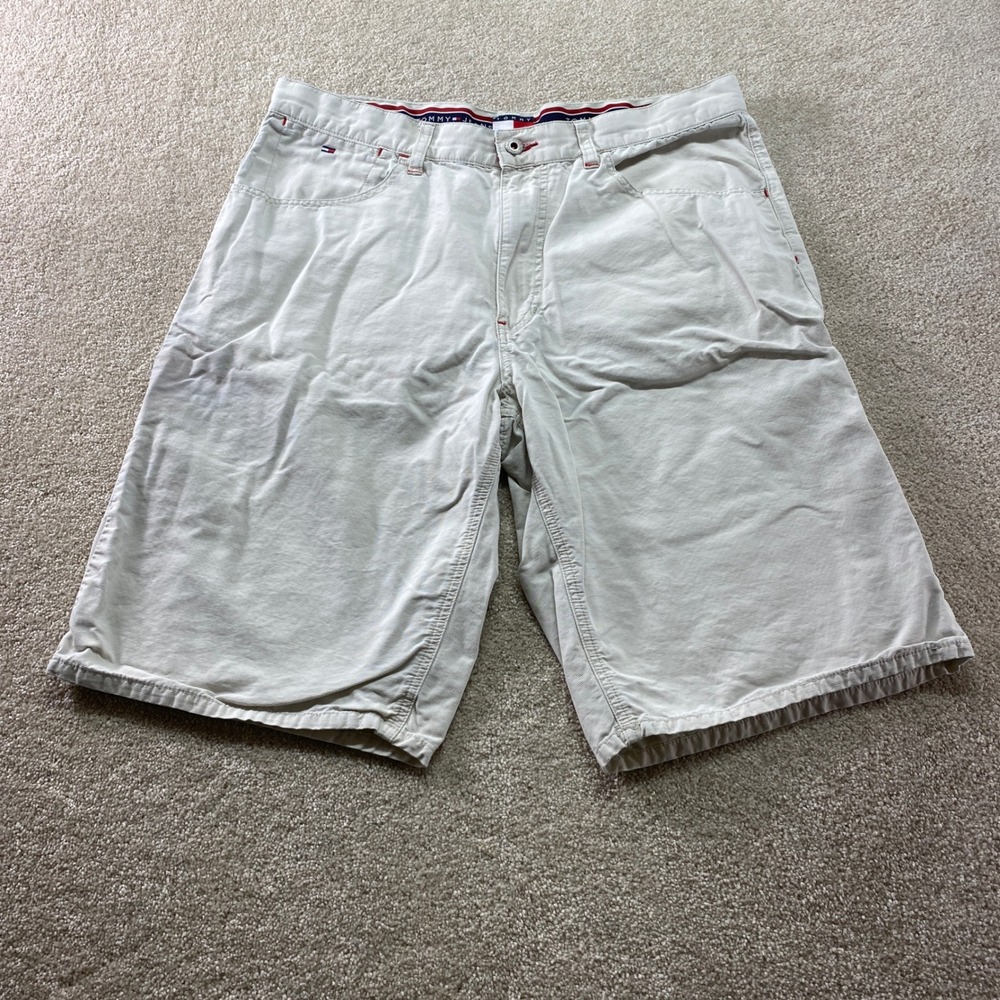 Tommy Jeans Carpenter Shorts Mens 35 Off‎ White Corduroy Utility Hammer Loop